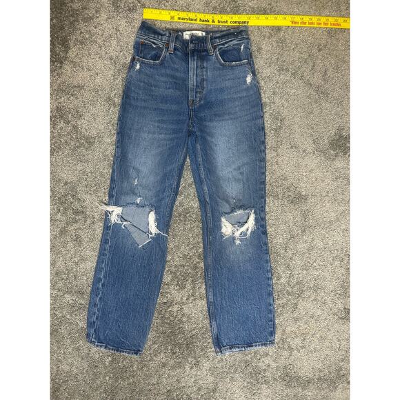 Abercrombie & Fitch Size 0 The 90s Straight Ultra High Rise Distressed - Picture 2 of 7